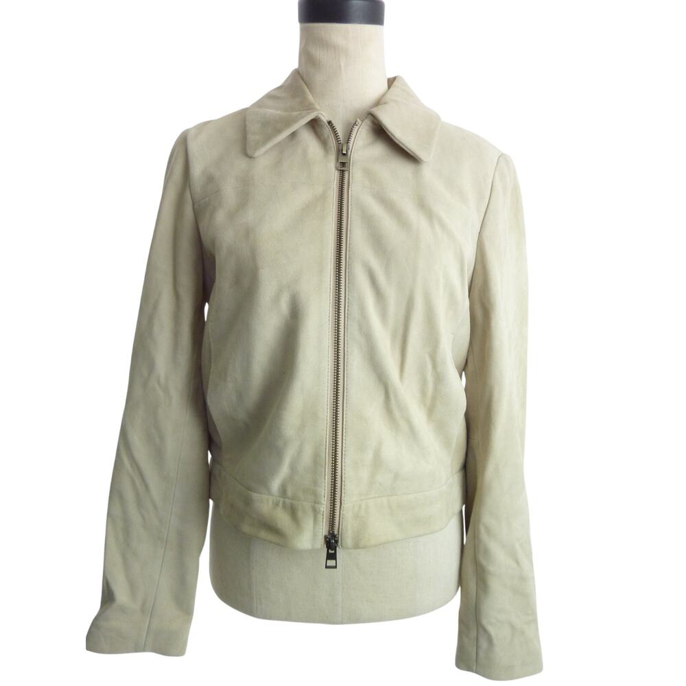 Madewell NWT Womens Suede Zipper Jacket Size 6 Beige Goat Leather Warm Winter
